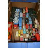 A QUANTITY OF UNBOXED AND ASSORTED PLAYWORN DIECAST VEHICLES, to include Dinky, Corgi, Crescent,