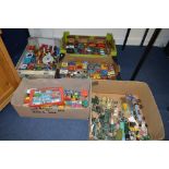 A QUANTITY OF UNBOXED AND ASSORTED PLAYWORN DIECAST VEHICLES, to include Dinky, Corgi, Matchbox