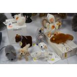 A GROUP OF EIGHT STEIFF MINIATURE ANIMALS/KEYRINGS, to include 'Piff' Mouse, Duck, Donkey, 'Golden