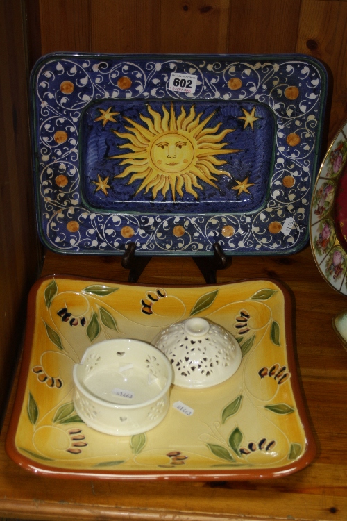 A SIMONETTI RECTANGULAR DISH, and two other items (a/f) (3)