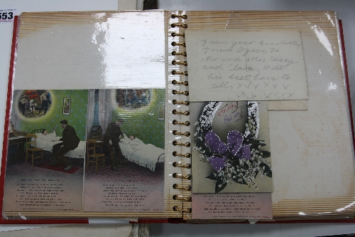 A POSTCARD ALBUM, portraits, greetings etc