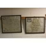 THREE ROBERT MORDEN MAPS, Leicestershire, approximately 37cm x 42.5cm and a partially coloured