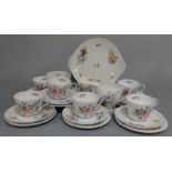 A SHELLEY WILD FLOWERS PART TEA SERVICE, pattern No.13668, comprising seven trios, jug, sugar bowl