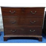A 19TH CENTURY MAHOGANY SECRETAIRE CHEST OF DRAWERS, having fall front to top drawer with polished