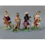 A SET OF FOUR 18TH CENTURY DERBY ALLEGORICAL FIGURINES, depicting the four continents, c.1765,