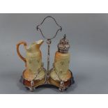 A LOCKE & CO BLUSH IVORY STRAWBERRY AND CREAM SET, comprising sugar caster with plated top and