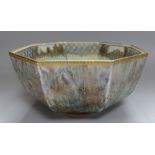 AN OCTAGONAL WEDGWOOD DRAGON LUSTRE BOWL, decorated with gilt dragons and mythical creatures to