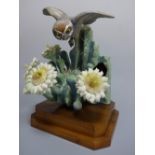 A ROYAL WORCESTER MOONLIGHT ELF OWL, Micropallas Whittneyi Whittneyi & Giant Saguaro by D.