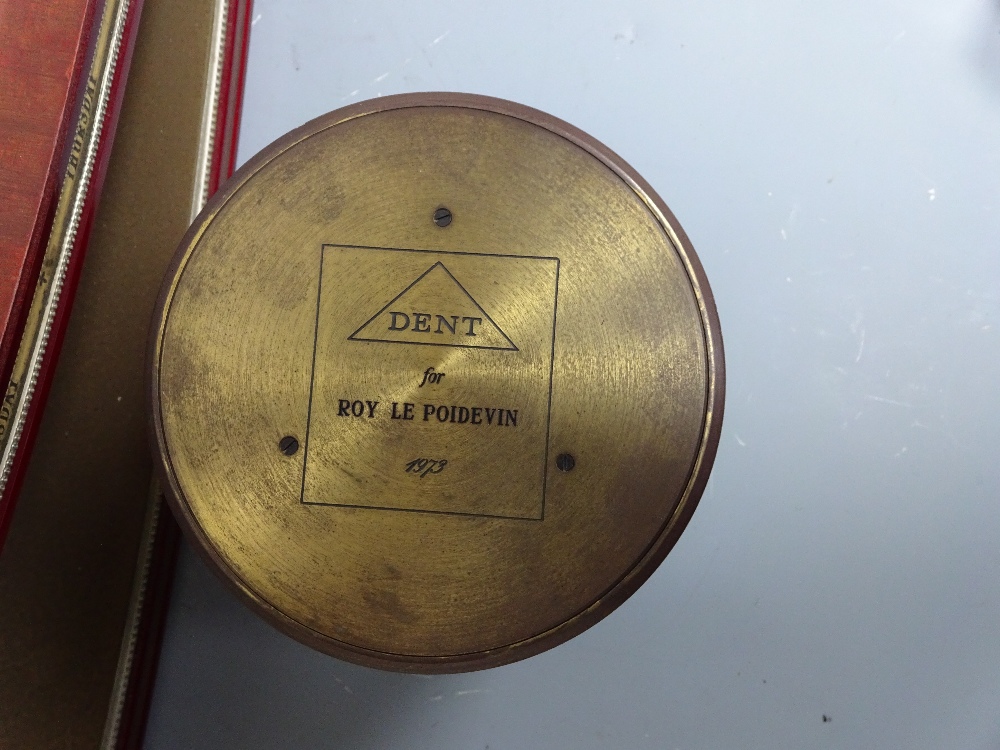 A GRAVITY CLOCK, by Dent of London, having brass cylindrical time piece with Roman numeral chapter - Image 5 of 5