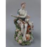 AN 18TH CENTURY DERBY FIGURE GROUP, c.1765, modelled as Venus and her son Cupid sat atop dolphin