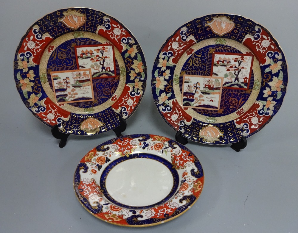 TWO MASONS JAPAN PALETTE MEAT PLATES, largest approximately 43cm x 53cm, two Davenport cobalt and - Image 4 of 8