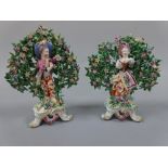 A PAIR OF 18TH CENTURY BOW FIGURE GROUPS, C.1765, modelled as courting couple dancing before