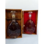 TWO CASED DECANTERS XO COGNAC APPELLATION GRANDE CHAMPAGNE CONTROLEE, 70cl, 40%, one Colony Club,