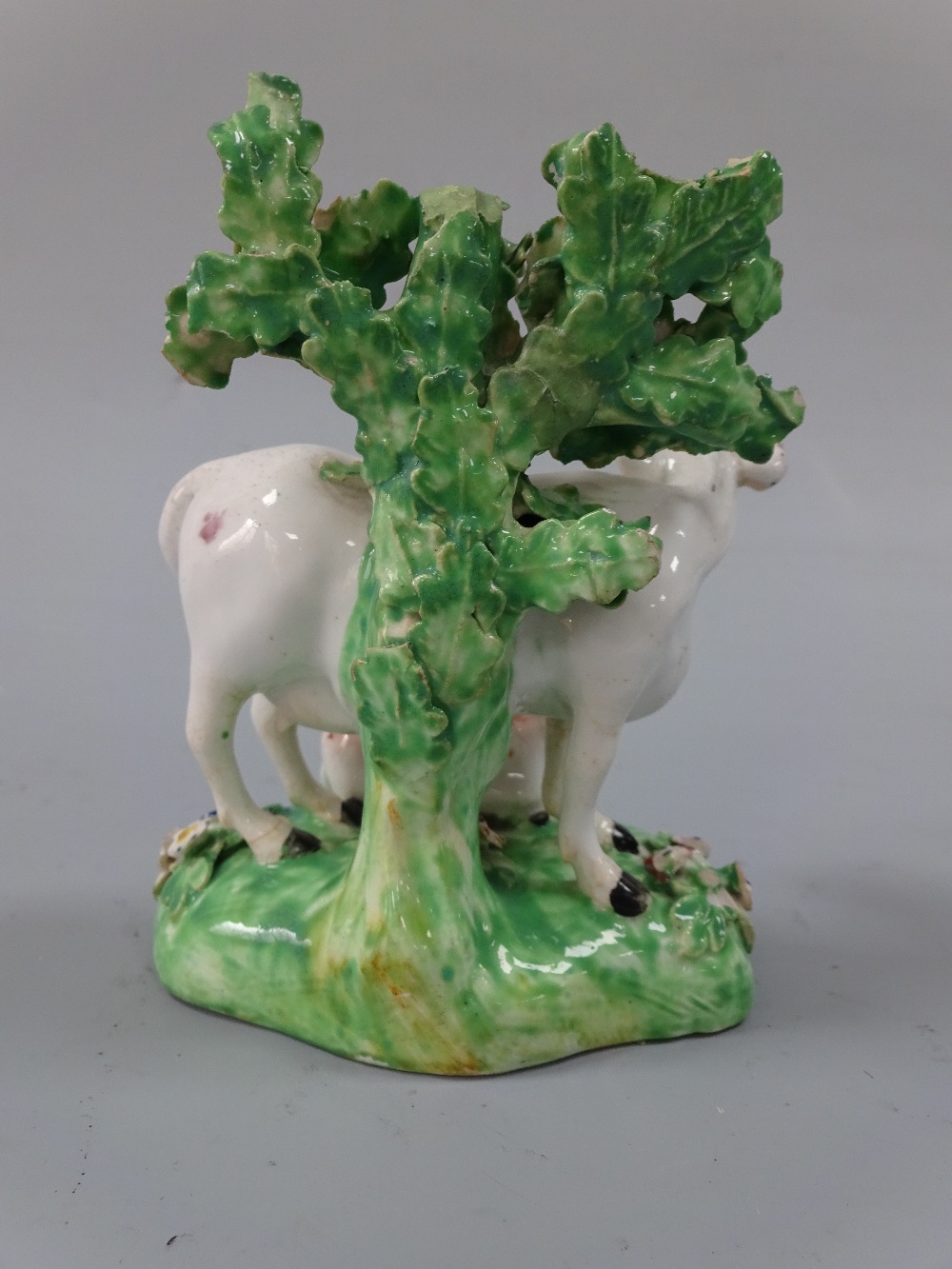 A DERBY FIGURE GROUP, c.1800, modelled as recumbent calf before standing cow with floral bocage - Image 2 of 3