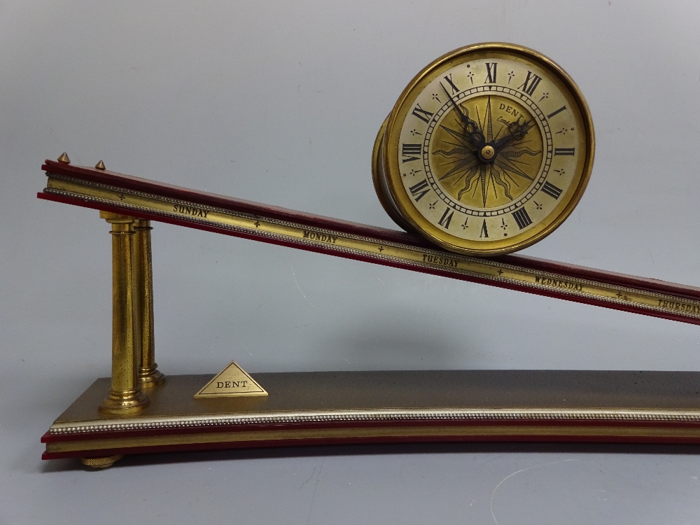 A GRAVITY CLOCK, by Dent of London, having brass cylindrical time piece with Roman numeral chapter - Image 3 of 5