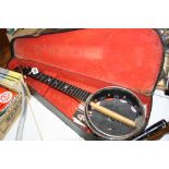 A WILL VAN ALLEN UKULELE-BANJO, with case (in need of attention)