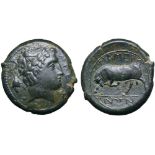 Sicily, The Mamertinoi Æ Quadruple. Messana, circa 288-278 BC. Laureate head of youthful Ares right,