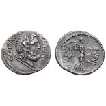 M. Junius Brutus with P. Servilius Casca Longus AR Denarius. Military mint travelling with the