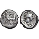 Sicily, Syracuse AR Tetradrachm. Deinomenid Tyranny. Time of Hieron I, circa 475-470 BC. Charioteer,