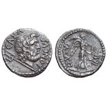 M. Junius Brutus with P. Servilius Casca Longus AR Denarius. Military mint travelling with the