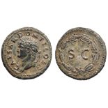 Domitian, as Caesar, Æ21 of Antioch, Syria. AD 69-81. CAESAR DOMIT COS II, laureate head left / SC