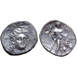 Lucania, Herakleia AR Stater. Time of Pyrrhos of Epeiros, circa 281-278 BC. Phila-, magistrate. Head