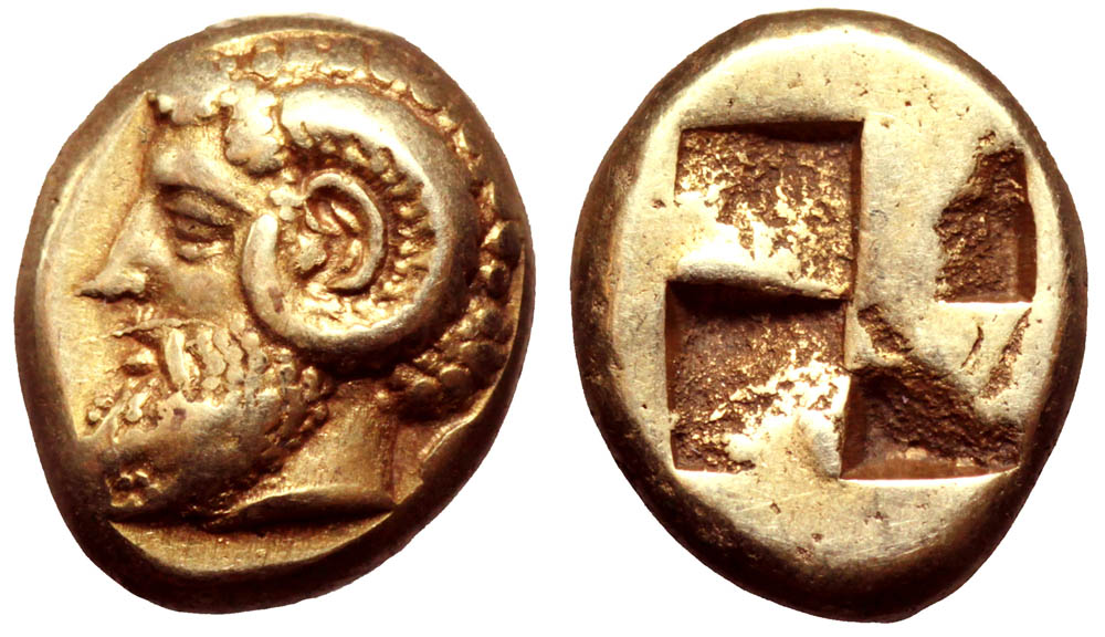 Ionia, Phokaia EL Hekte. Circa 478-437 BC. Bearded head of Zeus Ammon wearing ram's horn to left;