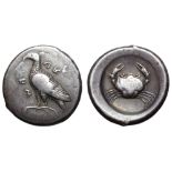 Sicily, Akragas AR Didrachm. Circa 480-470 BC. Eagle standing left, AK-RA around / Crab within