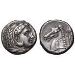 Sicily, Siculo-Punic AR Tetradrachm. Circa 310-300 BC. Head of Herakles right, wearing lion skin