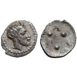 Sicily, Panormos AR Tetras (Trionkion). Circa 400 BC. Horned head of bearded Pan right / Π-A-N and