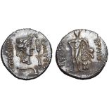 Q. Caecilius Metellus Pius Scipio AR Denarius. Military mint travelling with Scipio in Africa, 47-