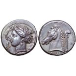 Sicily, Siculo-Punic AR Tetradrachm. 'People of the Camp' mint, circa 320-315 BC. Head of Tanit