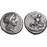 Bruttium, Kroton AR Stater. Circa 370 BC. Laureate head of Apollo right, KPOTΩNIATAΣ around / Infant