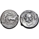 Sicily, Syracuse AR Tetradrachm. Deinomenid Tyranny. Time of Hieron I, circa 475-470 BC. Charioteer,