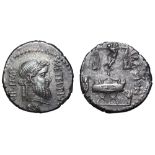 Q. Caecilius Metellus Pius Scipio and P. Licinius Crassus Junianus AR Denarius. Utica, 47- Spring 46