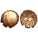 Britannia, Eastern North Thames AV Stater. Circa 60-20 BC. 'SS' type. Two reversed 'S' motifs in
