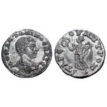 Diadumenian, as Caesar, AR Drachm of Tarsus, Cilicia. AD 217-218. M OΠ ANTOΩNINOC KAIC, bareheaded