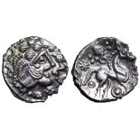 Britannia, Trinovantes AR Unit. Circa 50-40 BC. Late Whaddon Chase type (Lister’s Celtic Head). Male