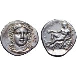 Bruttium, Kroton AR Stater. Circa 400-325 BC. Head of Hera Lakinia facing slightly right, wearing