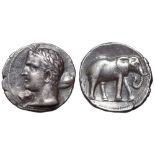 Carthaginian Spain, Barcid Dominion AR 1½ Shekel. Akra Leuka, circa 229/228 BC. Laureate head