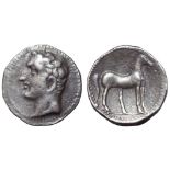 Carthaginian Spain, Barcid Dominion AR Half-Shekel. Carthago Nova, circa 218-209 BC. Male head