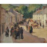 James Humbert Craig, RHA RUA - CUSHENDALL FAIR - Oil on Board - 12 x 14 inches - Signed