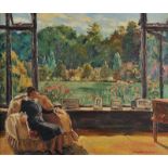 Robert Taylor Carson, RUA - DRAWING ROOM INTERIOR - Oil on Canvas - 20 x 24 inches - Signed