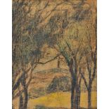 William Conor, RHA RUA - SCRABO, CO. DOWN - Wax Crayon on Paper - 16 x 12 inches - Signed