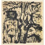 Colin Middleton, RHA RUA - NUDE, TREE AND BULL - Mixed Media - 6.5 x 6.5 inches - Unsigned