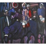 George Dunne - THE PARADE RING - Oil on Canvas - 16 x 18 inches - Signed