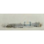 Anthony Klitz - THAMES AND THE TOWER BRIDGE, LONDON - Oil on Canvas - 14 x 36 inches - Signed