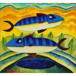 Graham Knuttel - TWO FISH - Oil on Canvas - 22 x 24 inches - Signed