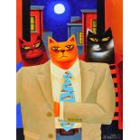 Graham Knuttel - CATS NIGHT OUT - Oil on Canvas - 24 x 18 inches - Signed