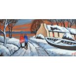 J.P. Rooney - WINTER IN THE WEST - Oil on Board - 12 x 24 inches - Signed